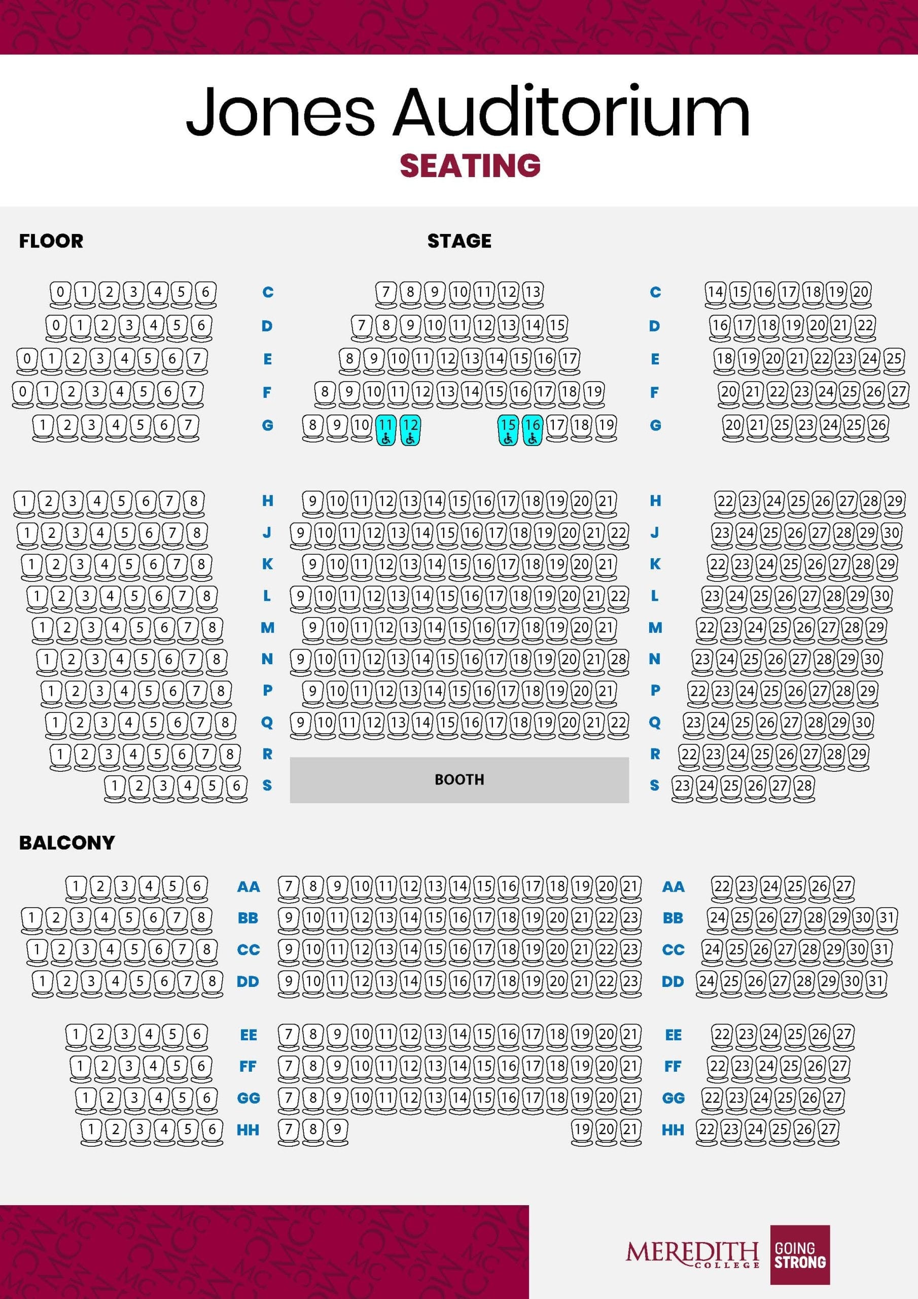 Jones Auditorium floor plan — Meredith College